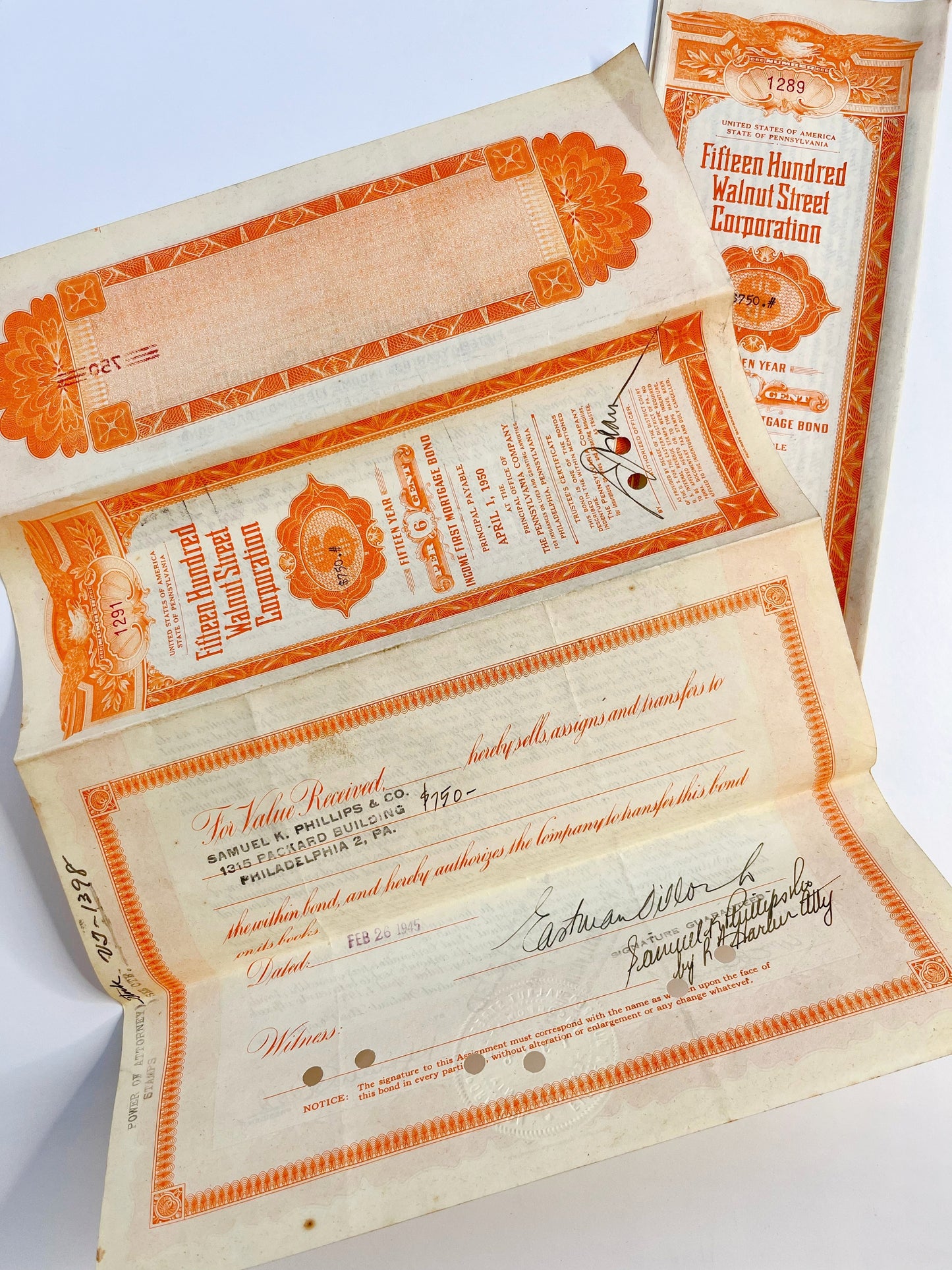 1950’s mortgage bonds in black & orange