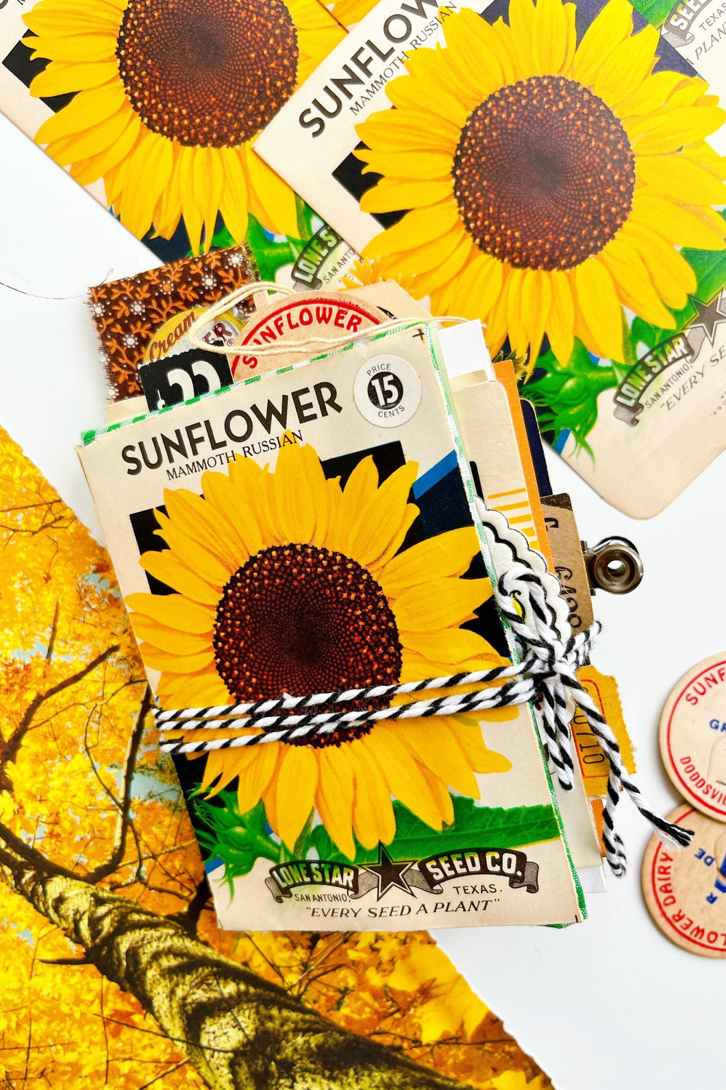 Vintage Sunflower seed packet journal