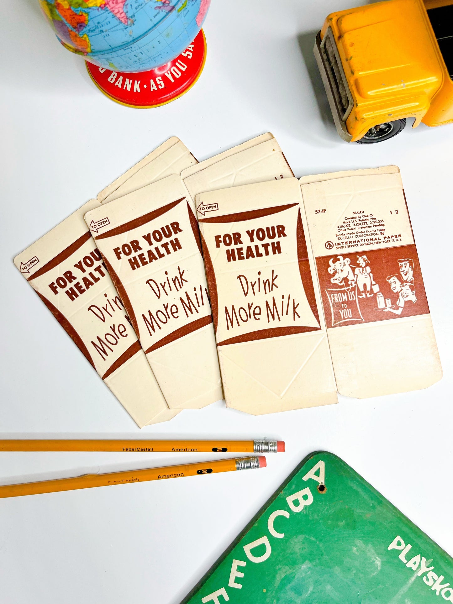 Vintage new old stock chocolate milk cartons