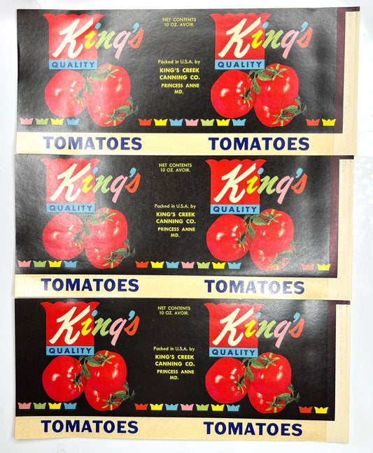 (3) Vintage King’s Tomato labels