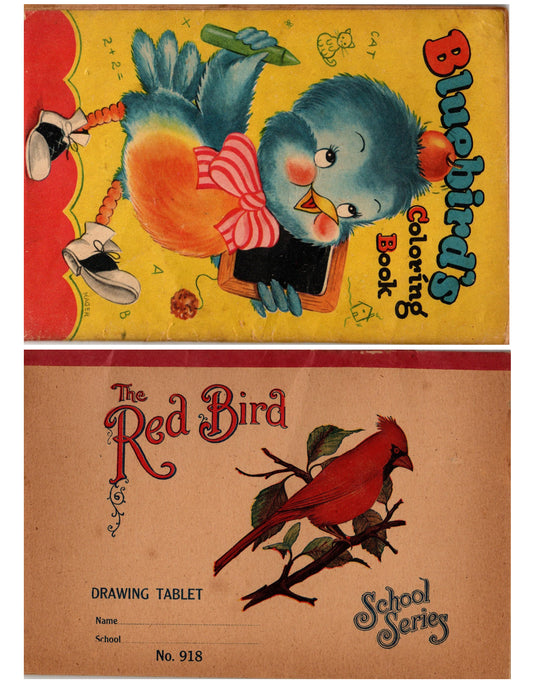 Bluebird Redbird schoolbook covers digital download printable
