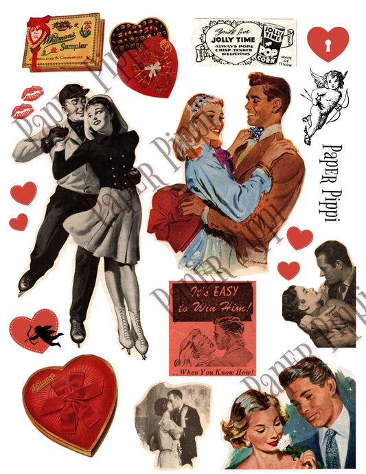 Vintage Sweethearts 2 printable digital download ephemera collection