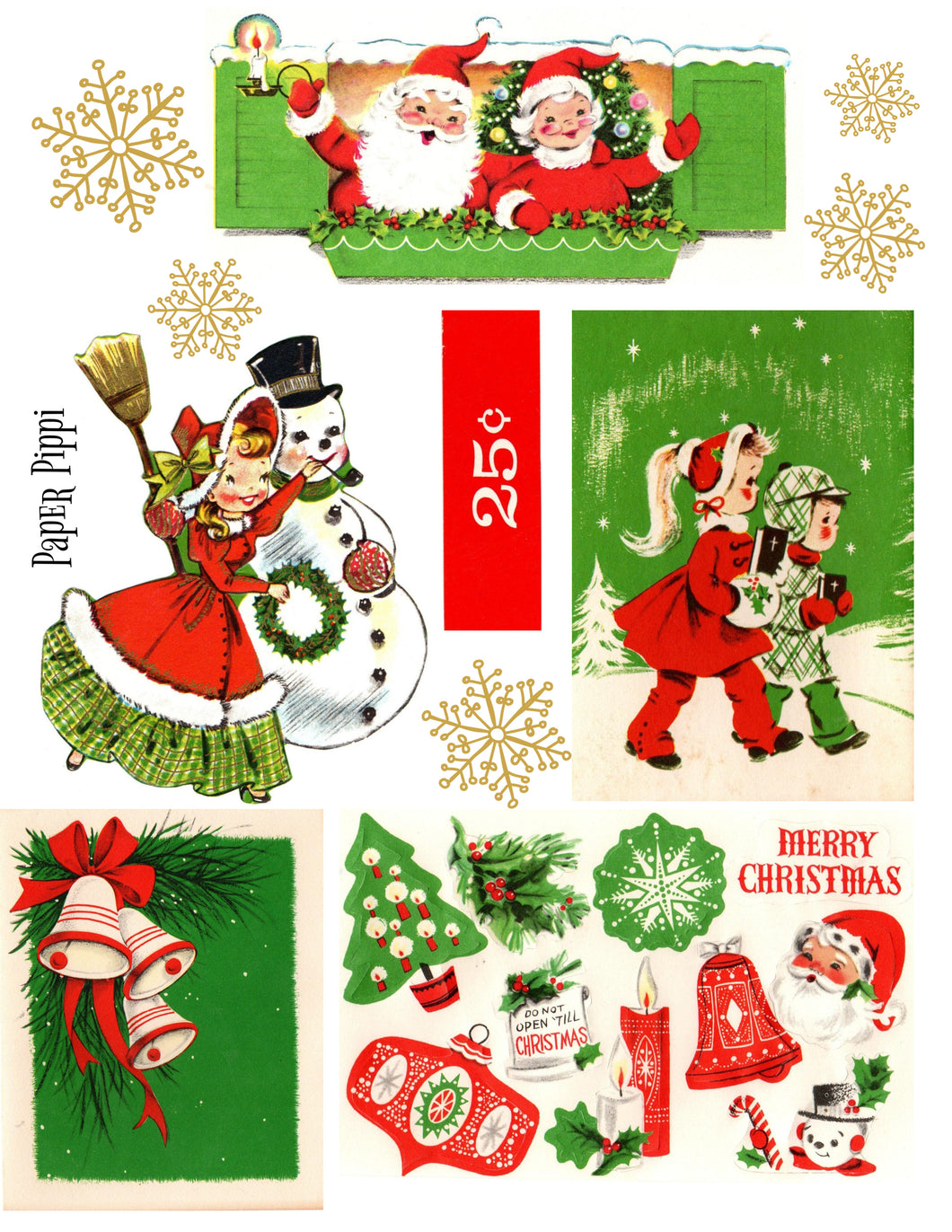 Red & Green Christmas digital download printable