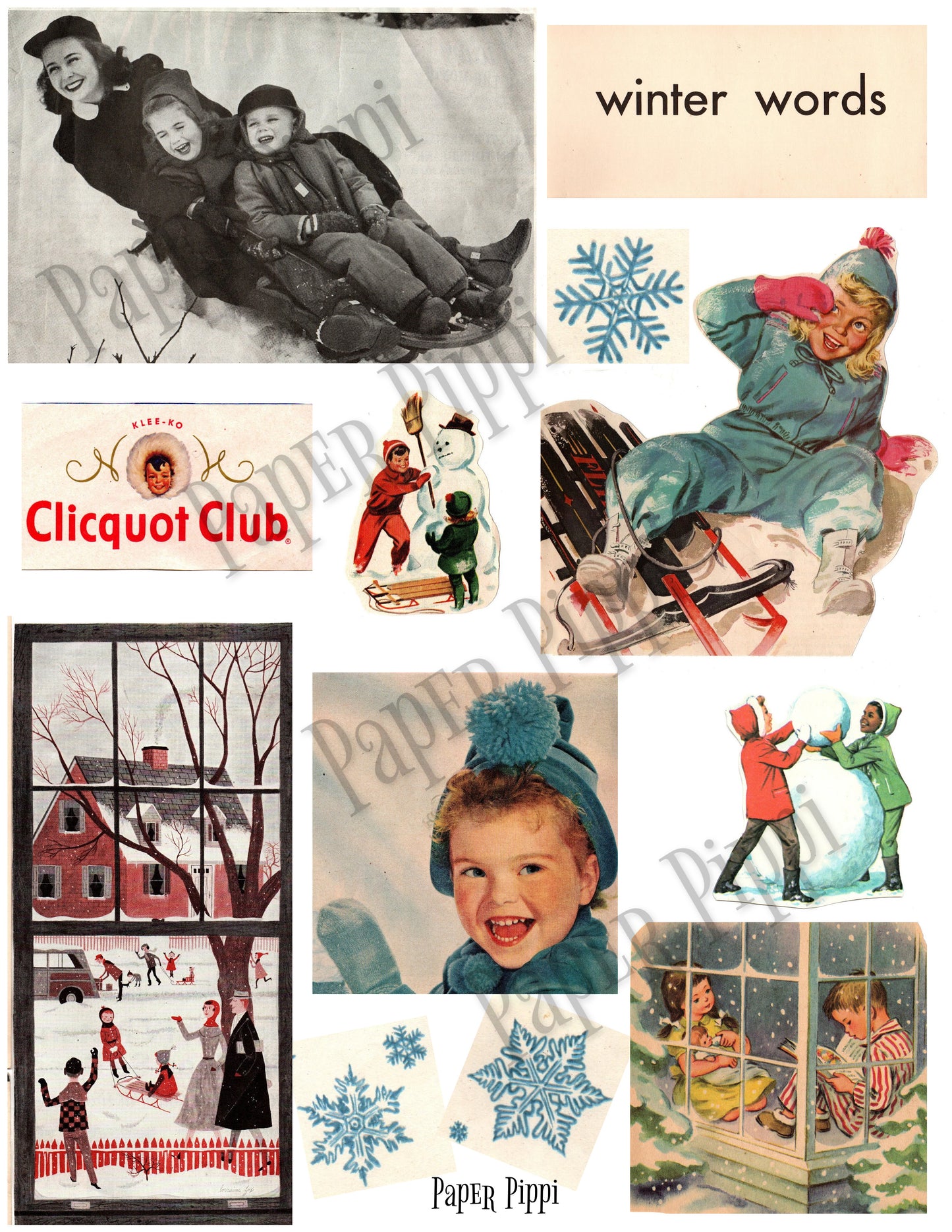 Snow Day printable digital download ephemera collection