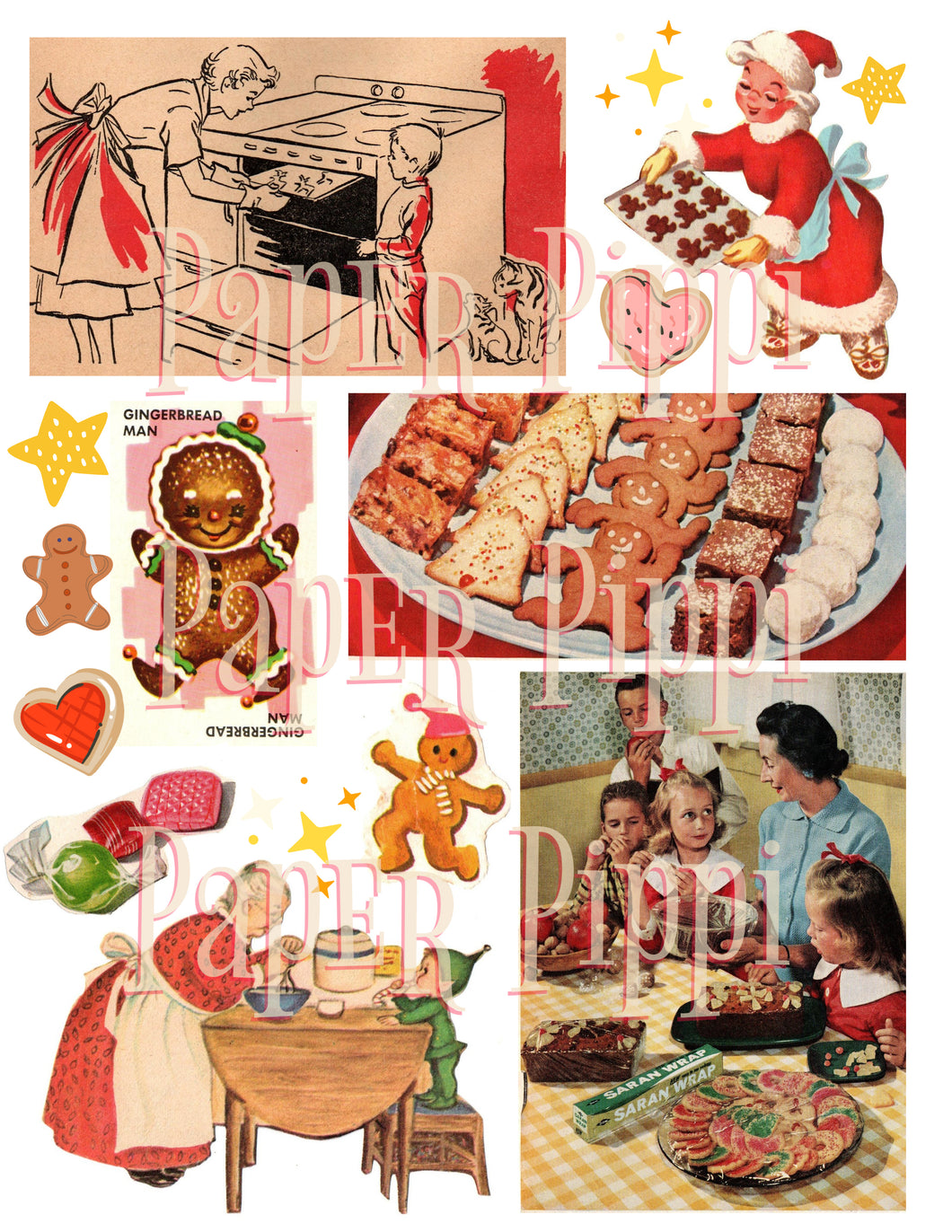 Baking with Mrs. Claus digital vintage ephemera collection