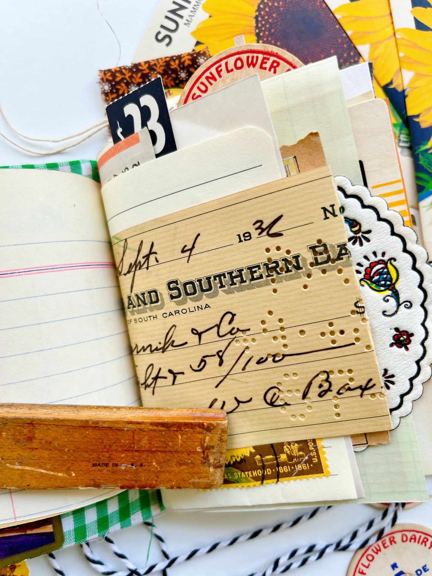 Vintage Sunflower seed packet journal