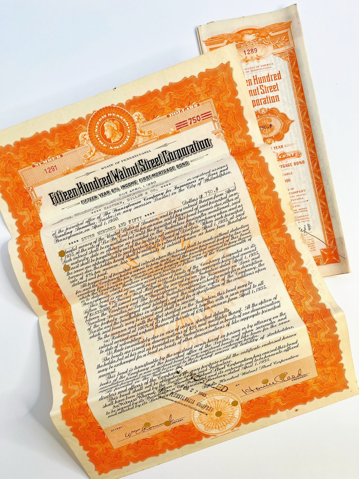 1950’s mortgage bonds in black & orange