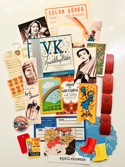 “April Showers” vintage ephemera collection