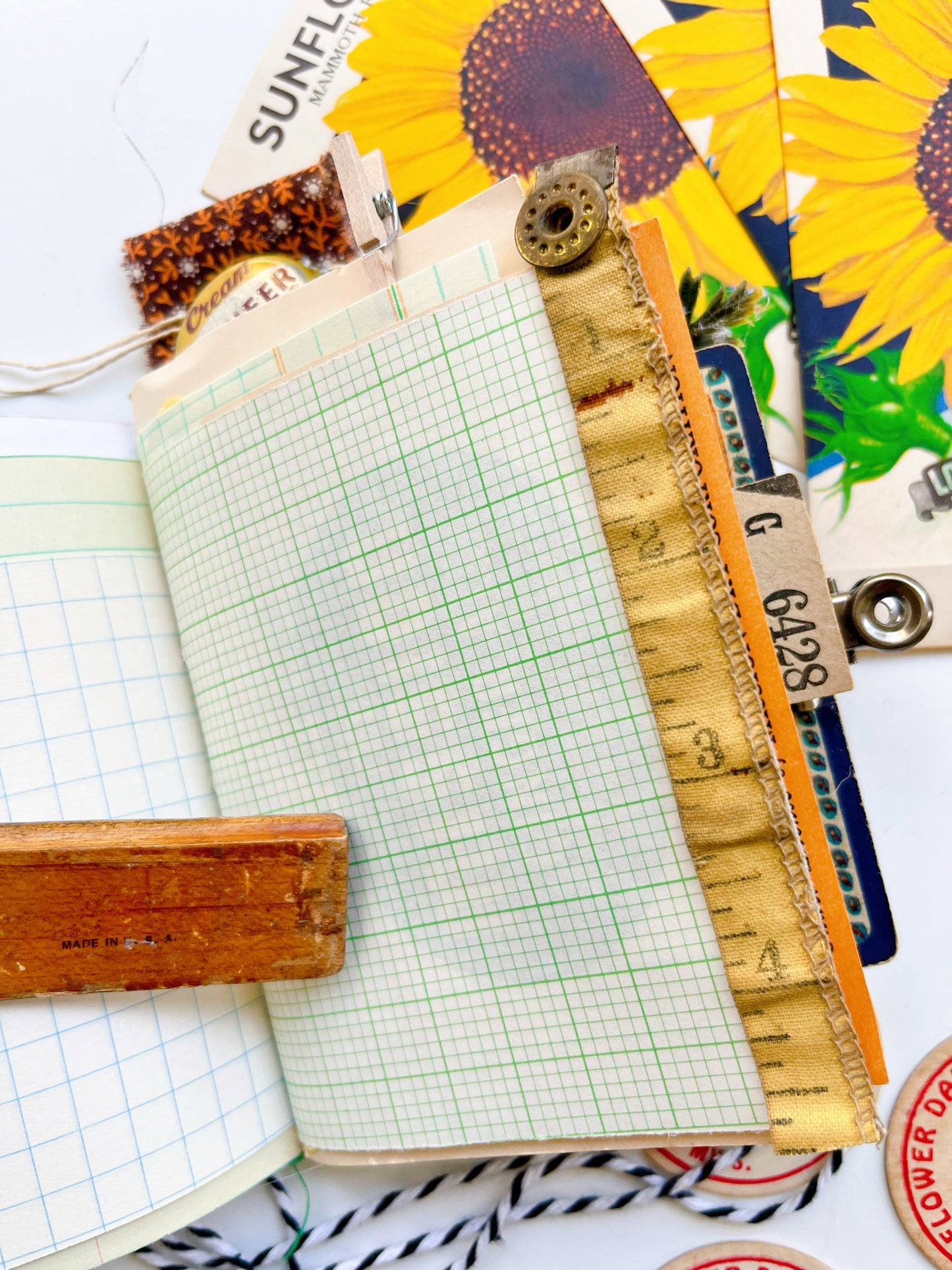 Vintage Sunflower seed packet journal