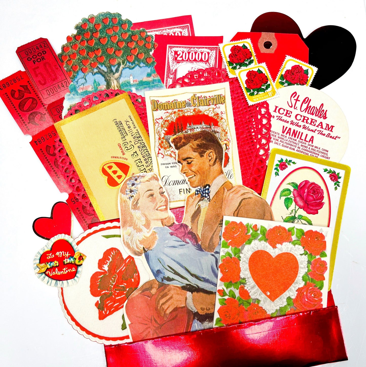 Vintage Couple Valentine ephemera pocket