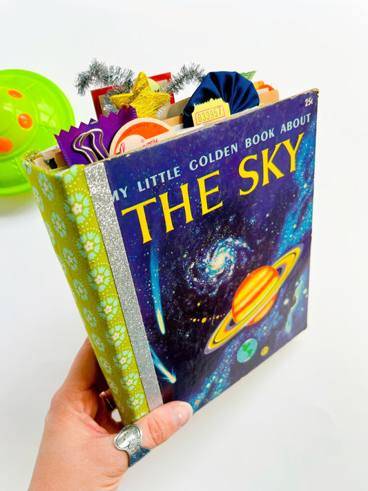 The Sky vintage Little Golden Book handmade journal