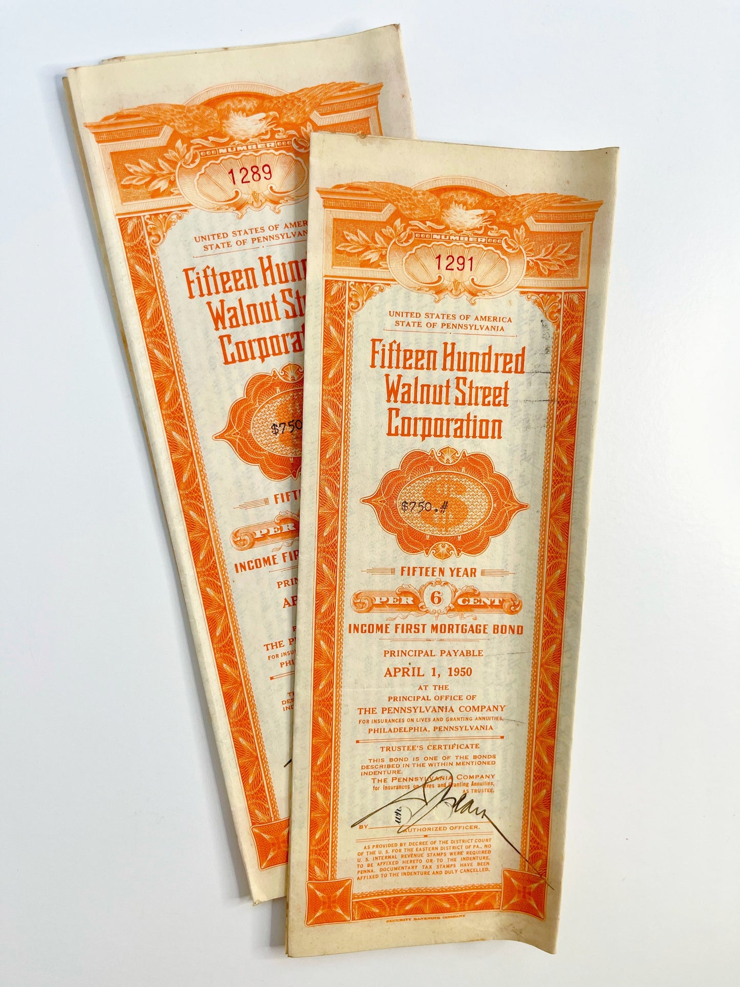 1950’s mortgage bonds in black & orange