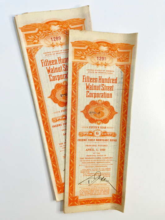1950’s mortgage bonds in black & orange